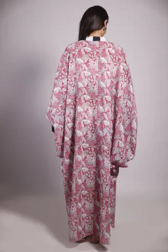 Picture of Pink Leaves Balloon Sleeve Kaftan