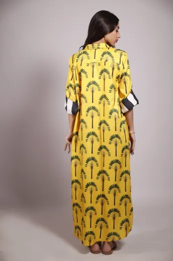 Picture of Yellow Palm Trees Shirt Dress