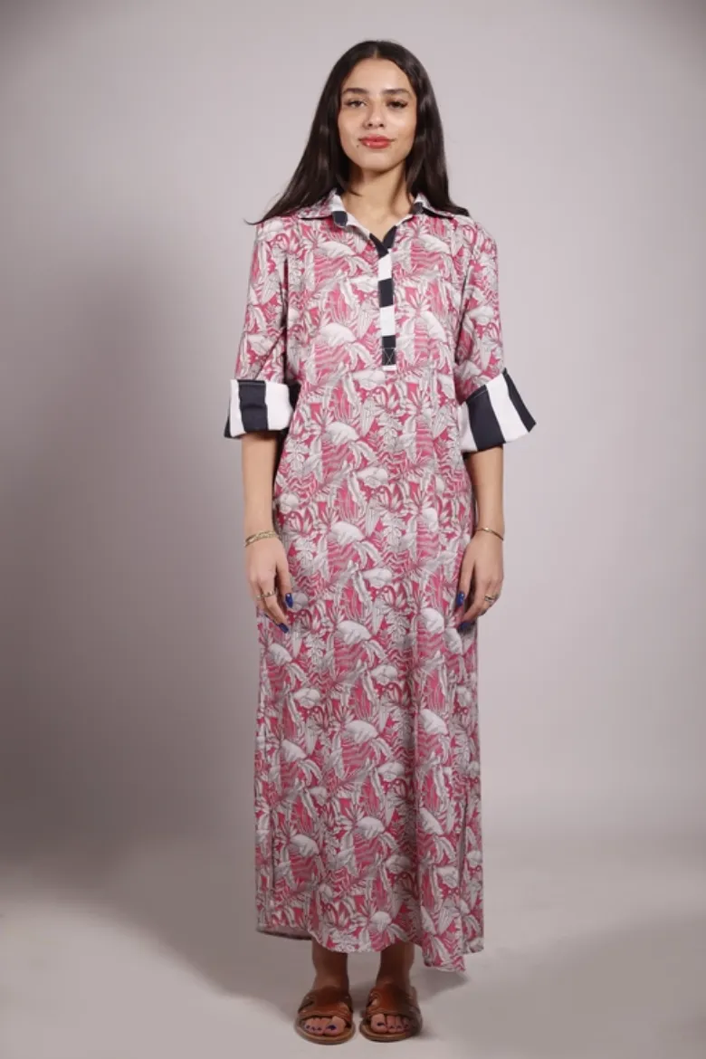 Picture of Pink Leaves Shirt Dress